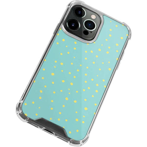 Teal and Yellow Polka Dots iPhone 13 Pro Max Clear Case